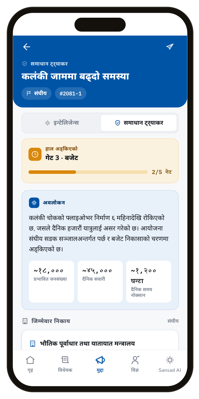 Constituency issue tracker screen
